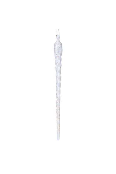 SHOPIENS Ornament Brad Craciun Turture Alb Glitter Argintiu 23cm Shopiens®