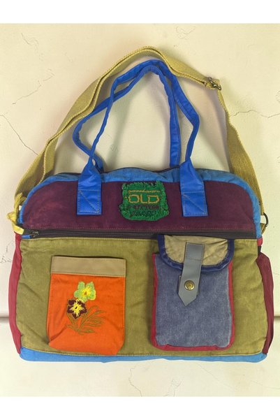 Old Cotton Vintage Casual Design Multi-Colored Travel Travel Shoulder Handbag...