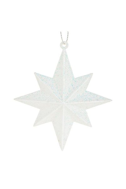 SHOPIENS Ornament Brad Craciun Stea 3D Alba Irizata Glitter 10cm Shopiens®