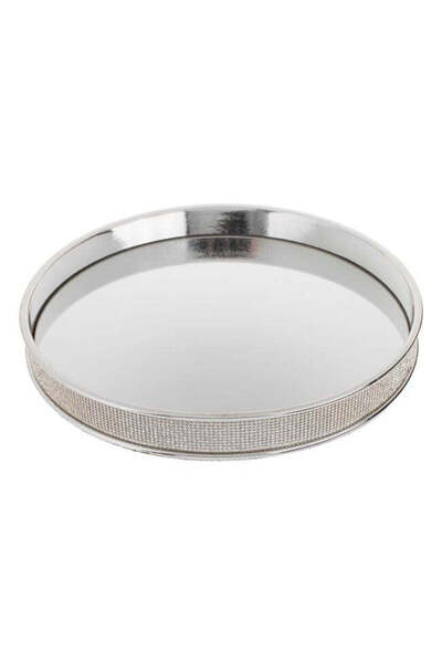 SHOPIENS Tava decorativa metalica cu strasuri argintiu 25x3 cm din metal Shop...