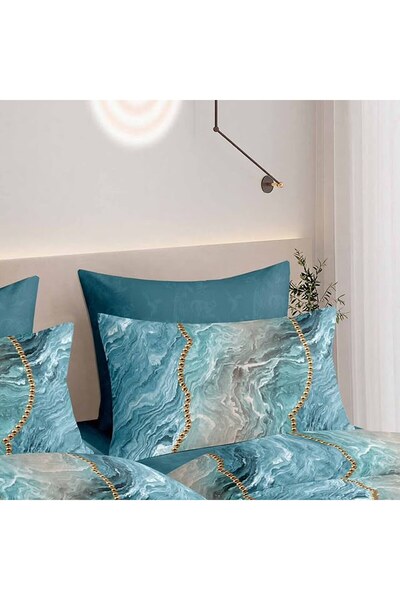 OEM Finet Duvet Cover Set set with Marble Patterned and gold lines, 7 pieces ...