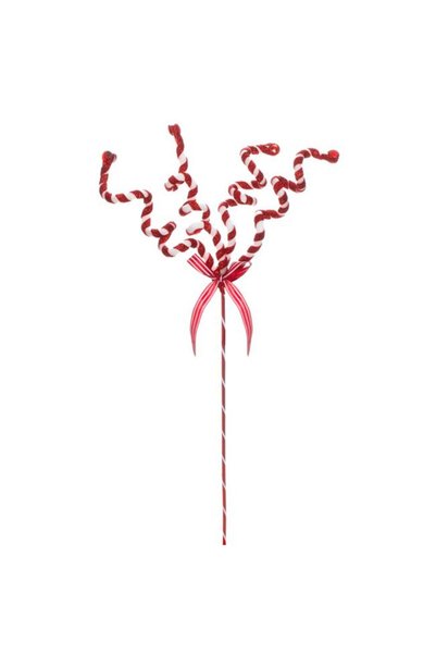 SHOPIENS Stick decorativ rosu alb cu acadele pentru brad de Craciun 65 cm din...