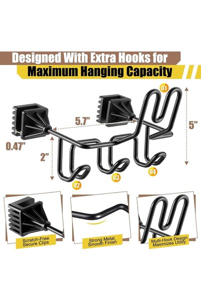 Generic Hard Hat Holder for Car Seat Headrest Hanger 2 Hooks Heavy