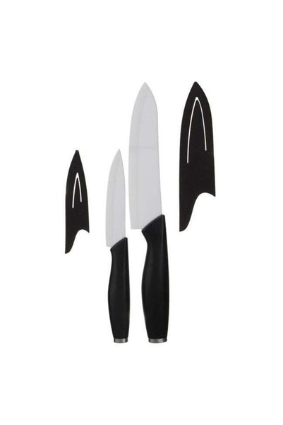 SHOPIENS Set cu 2 cutite cu lama ceramica alba si husa Shopiens®