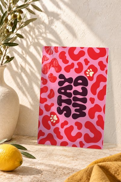 Decovetro Stay Wild Leopar Desenli Cam Kesme Tahtası Sunumluk 25 x 35 cm