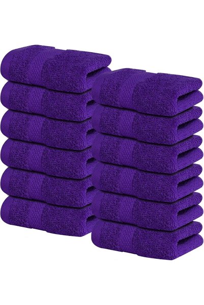 Generic [12 Pack] Premium Purple Wash Cloths and Face Towels, 33cm x 33cm 100...