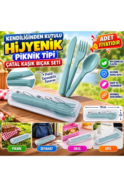 kumkumticaret Self-Contained Hygienic Plastic Picnic Type Fork Spoon Knife Se...