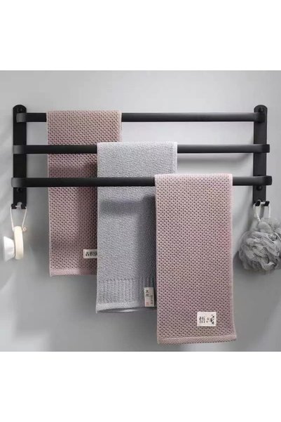 Generic 3-Tier StaircaseTowel Rack,Space aluminum Towel Bar with 2 Hooks,Bath...