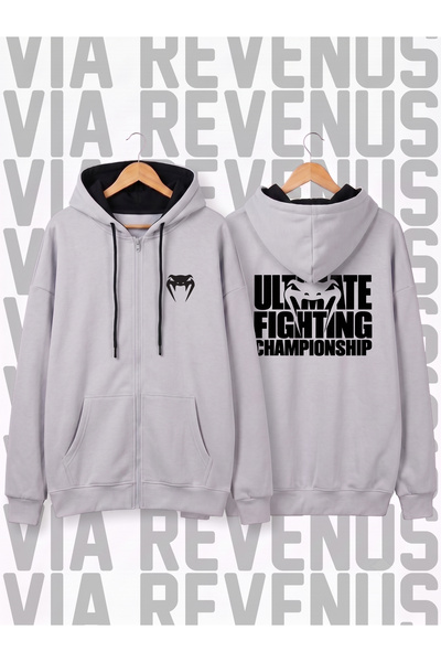 Vordevia Cardigan unisex cu imprimeu pe față și pe spate, cu fermoar frontal ...
