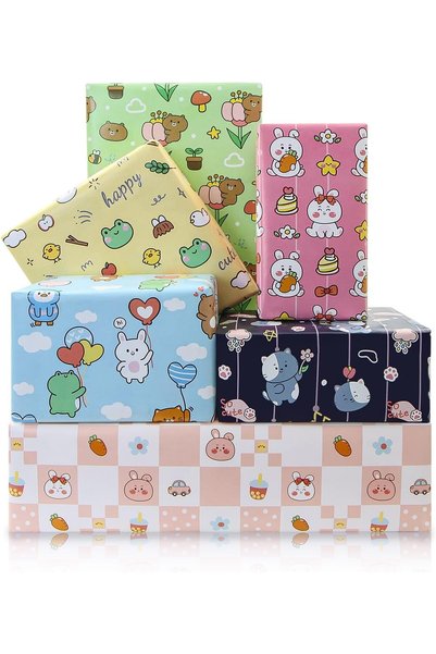 Generic Colorful Animal Gift Wrapping Paper, 6 Sheets, 20x28 inch, Cute Frog,...