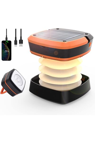 SYOSI Solar LED Collapsible Lantern, Portable Rechargeable USB Lamp, IP54 Wat...