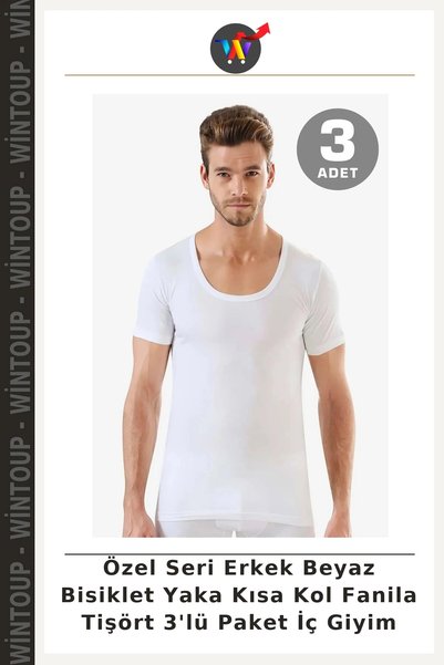 Wintoup Special Edition Men's White Crew Neck Short-Sleeve Undershirt T-Shirt...