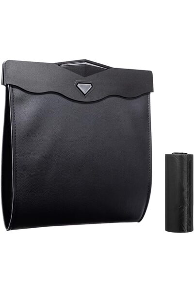 Generic Car Trash Bag with Magnetic Closure, Waterproof PU Leather, Smart LED...