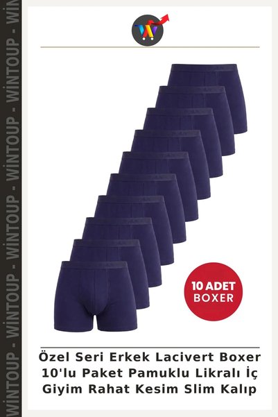 Wintoup Special Edition Men's Navy Blue Boxer Briefs, 10-Pack, Cotton-Stretch...