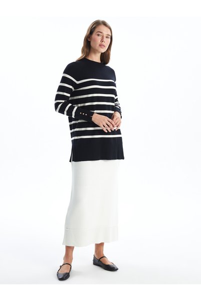 LC Waikiki TWO MT SHOP QUALITY LCW Modest Ecru Knit Skirt Straight-Cut Long W...