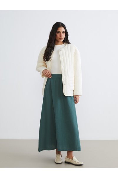 LC Waikiki TWO MT SHOP QUALITY LCW Modest Green Solid Long Women's Skirt