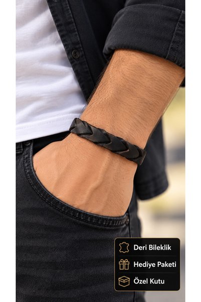 HER ŞEY NOTA www.herseynota.com Orsivela Caldrio Black Leather Men's Bracelet...