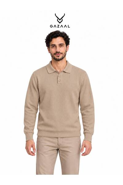 Generic Brand Men's Long Sleeve Knitted Polo Shirt
