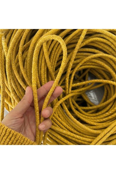 Hazen Home 2 kg Cotton Cord, 6–7 mm, 90–100 Meters - Glittery Mustard Yellow