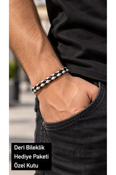 HER ŞEY NOTA www.herseynota.com Noctara Alvenis Black and White Leather Men's...