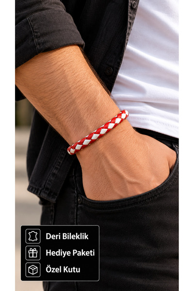 HER ŞEY NOTA www.herseynota.com Alvessa Rubena Red and White Leather Men's Br...