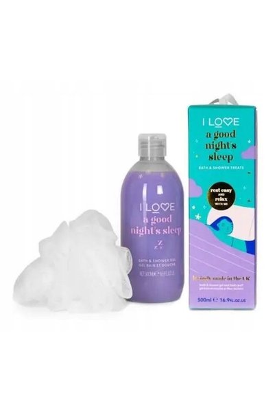 I Love Set gel de duș A Good Night's Sleep + burete de corp, hidratant, pentr...