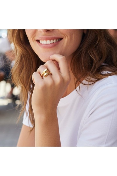Nur store Çanta Adjustable-Size Ring - Gold-Colored Hypoallergenic Steel, Mod...