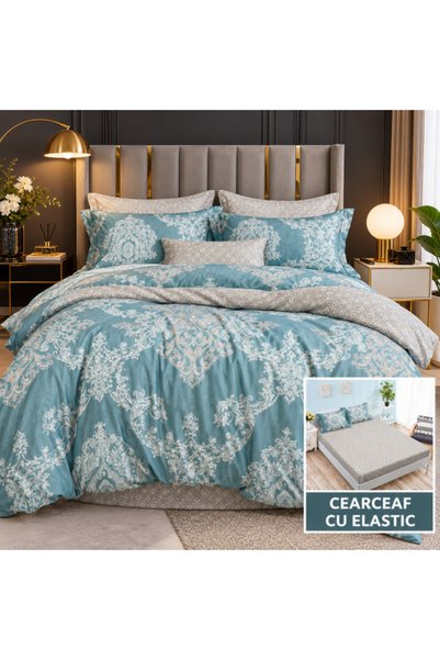 Casa Creative Elegance Set de lenjerie de pat Finet, 6 piese, cearșaf cu elas...