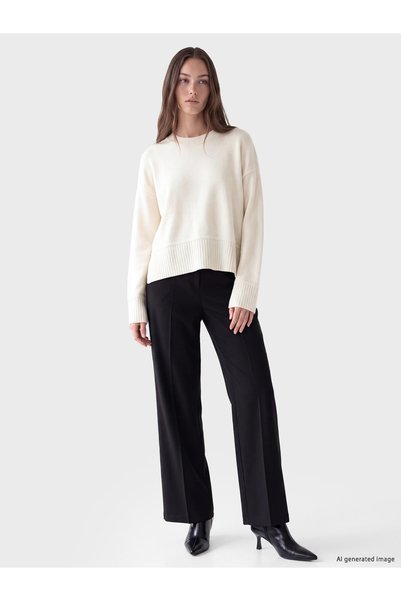 LC Waikiki LCW Modest Black Straight-Leg Standard & Regular Women's Pants, Fe...