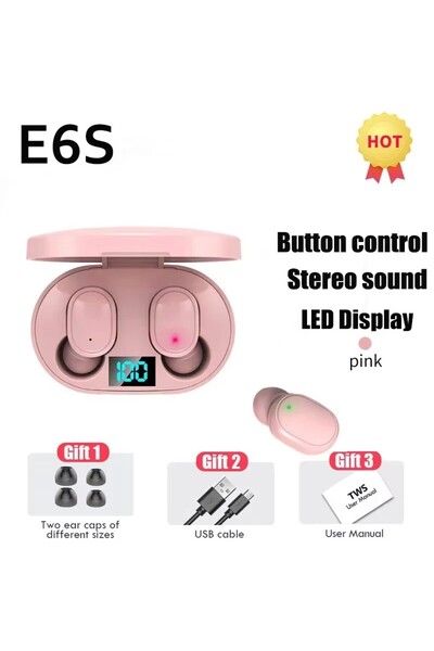Choice Pink TWS E6S Fone Bluetooth Earphones Wireless Bluetooth Headset Noise...