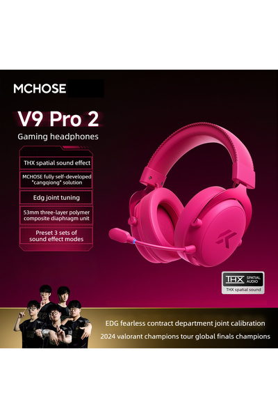 Choice V9 Pro 2 باللون الأحمر — سماعة ألعاب لاسلكية MCHOSE V9 Pro 2 مخصصة للر...