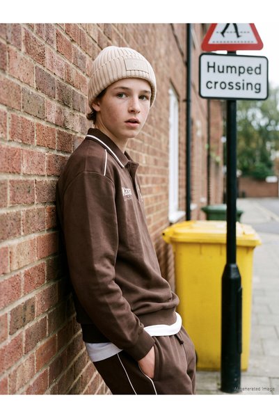 LC Waikiki Kappa LCW Kids Brown Polo Collar Boys' Sweatshirt, Featuring the A...