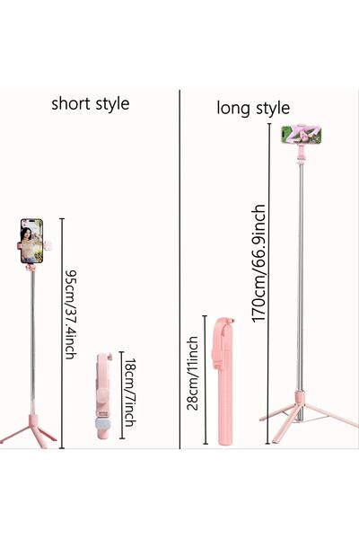 Choice Smallmodelwithlight Pink Extendable Aluminum Selfie Stick Tripod, Fill...