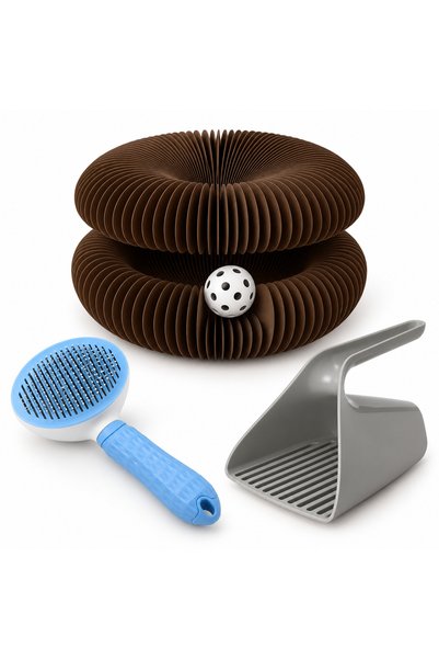 Busstier Accordion Coast – Accordion-Style Multi-Channel Cat Toy, Comb, and L...