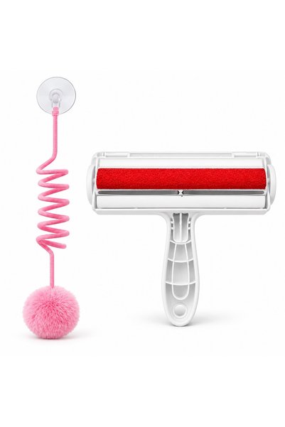 Busstier Spiral Path – Spring-Mounted Hanging Cat Toy and Lint Remover Set