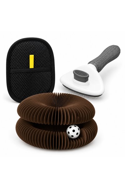 Busstier Accordion Valley – Accordion-Style Multi-Channel Cat Toy and Fur Rem...