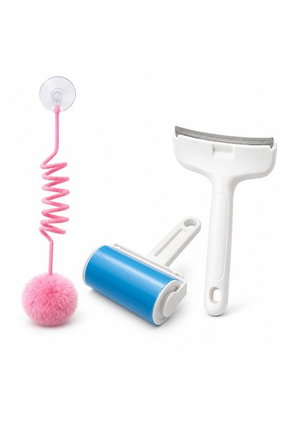 Busstier Spiral Orbit – Spring-Mounted Hanging Cat Toy and Hair Remover, Comb...