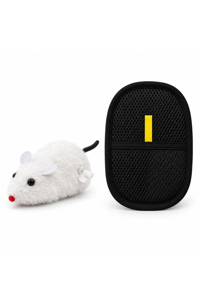 Busstier Velvet Atlas – Plush Wind-Up Mouse Cat Toy and Lint Remover Set