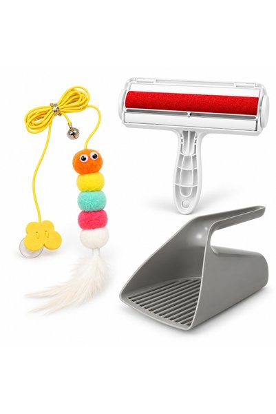 Busstier Mırmır Masalı – Cat Fishing Rod with Hanging Pom-Poms, Fur Remover, ...