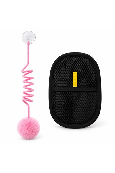 Busstier Spiral Atlas – Spring-Mounted Hanging Cat Toy and Lint Remover Set