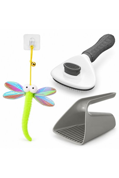 Busstier Kanat Notası – Cat Toy Set with Elastic Plush Tip, Comb, and Litter ...