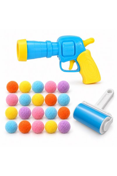 Busstier Pom-Pom Route – Pom-Pom-Shooting Cat Toy Gun and Lint Remover Set