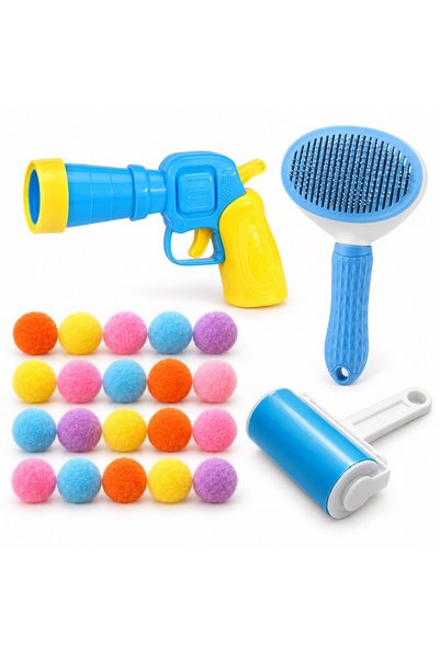 Busstier Pom-Pom Trajectory – Cat Toy Gun That Shoots Pom-Poms and a Fur Remo...