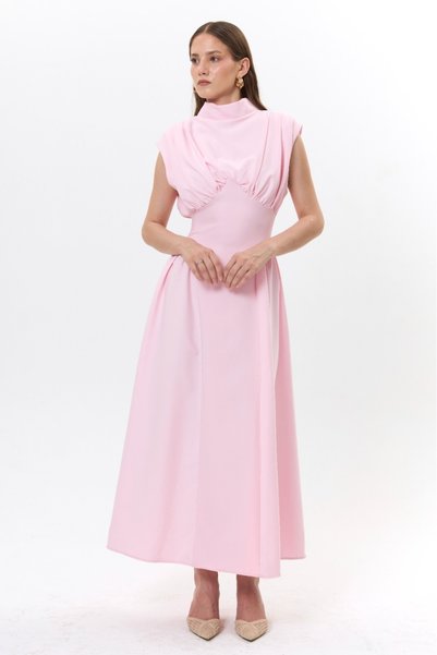 Generic Brand FISHERMAN'S COLLAR, DRAPED BUST, DOUBLE-LAYERED DRESS