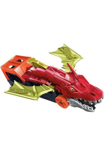 HOT WHEELS City Dragon Launch Transporter, Spits Cars from its Mouth, Gift fo...
