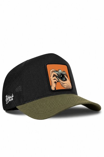 BlackBörk Cordura Khaki-Black Trucker Cap with Photographer's Logo