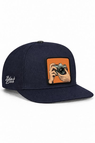BlackBörk Șapcă hip-hop albastră cu logo-ul fotografului