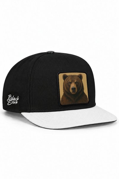 BlackBörk White-Black Hip Hop Hat with Bear Logo