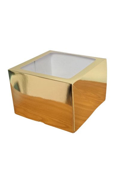 Anyta Cooking Cake box with tray and glass Gold - 20x20x14 cm