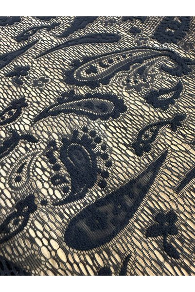 METERİAL Embossed Patterned Shawl-Motif Lace Fabric (145 cm Wide) - Evening G...